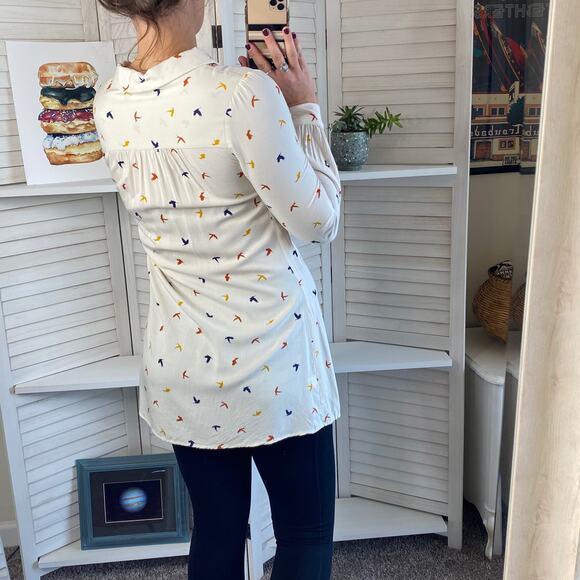 Living Doll long sleeve collared bird tunic top - Picture 4 of 8